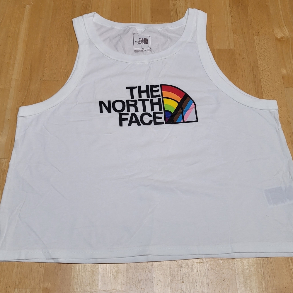 The North Face White Tank Top with Rainbow Logo